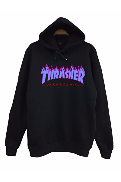 The Fame Hanorac cu glugă unisex, negru, Thrasher Magazine Blue, Skateboard