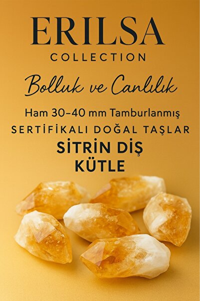 Tesbih Atölyesi Sertifikalı Doğal Sitrin Taşı Diş Kütle - Bolluk ve Canlılık ...