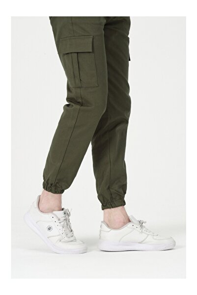 VIKUNYA Men's Green Cargo Side Pocket Pants