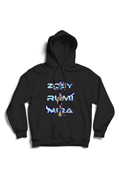 The Fame Huntrix, KPop Demon Hunters, Mira, Rumi, Zoey Baskılı Unisex, Pamuklu Kapüşonlu Sweatshirt Hoodie