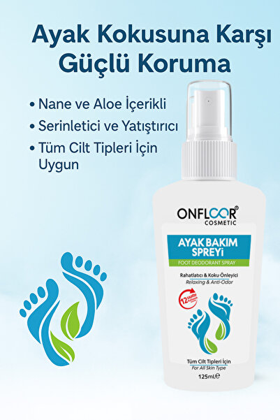ONFLOOR Ayak Kokusu Giderici Sprey 125 ml – Ferahlatıcı, Serinletici ve Rahatlatıcı Aloe Özlü Ayak Bakımı