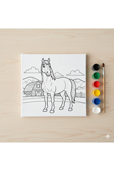 Hobiuniverse Çocuklar İçin At ve Çiftlik Tuvalli Akrilik Boyama Seti | Eğitic...