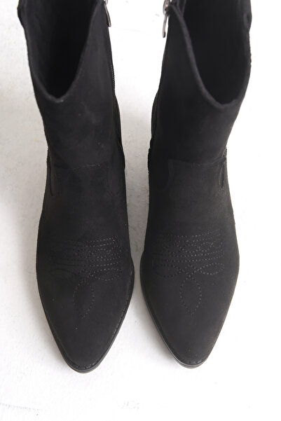 meyra'nın ayakkabıları Women's Black Matte Short Cowboy Boots