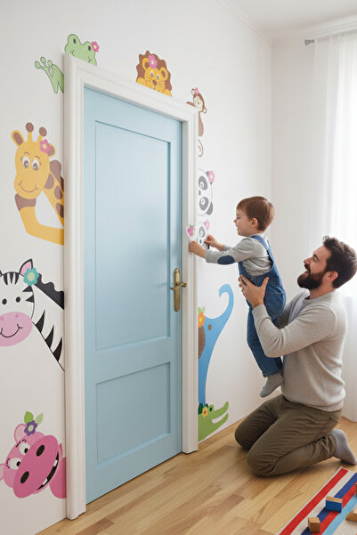 KT Decor Sevimli Kapı Arkadaşları Çocuk Odası Duvar Sticker