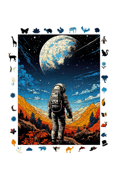 WePuzzleUp Ahşap Puzzle - Uzay Yolcusu - 450 Parça, 29x39 cm