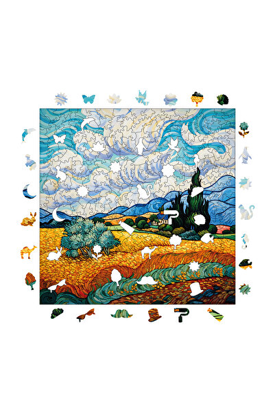 WePuzzleUp Ahşap Puzzle - Van Gogh Selvili Buğday Tarlası Reprodüksiyon - 353 Parça, 29x29 cm