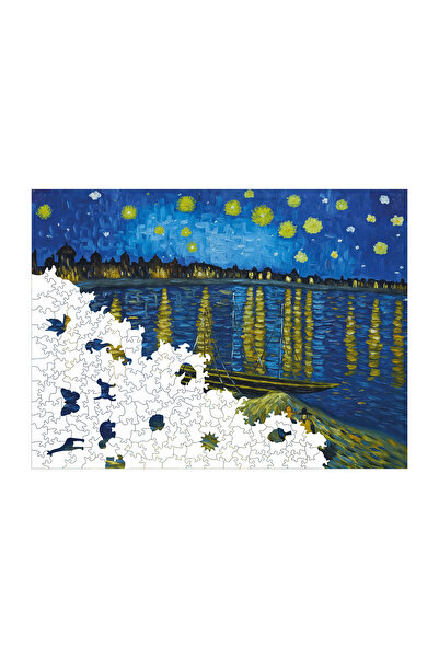 WePuzzleUp Ahşap Puzzle - Van Gogh Ren Nehri'nde Yıldızlı Bir Gece - 450 Parça, 29x39 cm