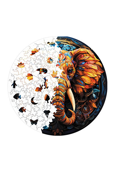 WePuzzleUp Ahşap Puzzle - Renkli Fil - 252 Parça, 29x29 cm
