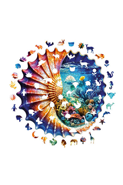 WePuzzleUp Ahşap Puzzle - Denizkabuğundaki Okyanus - 240 Parça, 29x29 cm