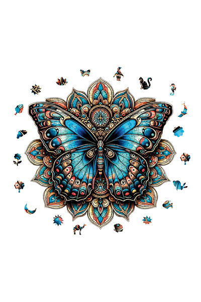 WePuzzleUp لغز خشبي - فراشة الماندالا - 250 قطعة، 29×29 سم