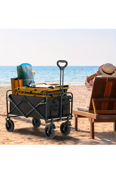 AGD Multi-purpose folding shopping and camping cart with removable canvas and sturdy metal frame (35.4 i