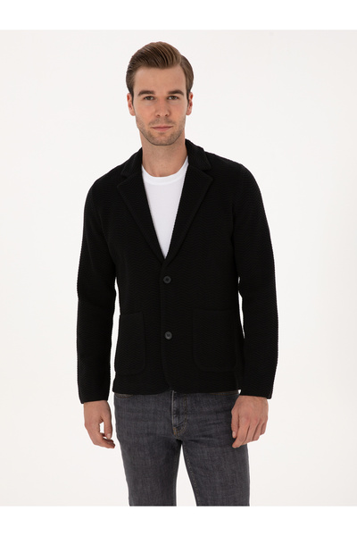 Cacharel Siyah Slim Fit Pamuk Karışımlı Triko Hırka 50314760-VR046