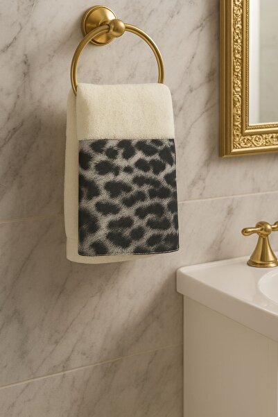 Çeyiz Bahçesi Ceyizbahcesi ليوبارد منشفة كريم رمادي