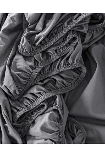 Madame Coco Manon Ranforce Spannbettlaken-Set, 100 % Baumwolle, Anthrazit