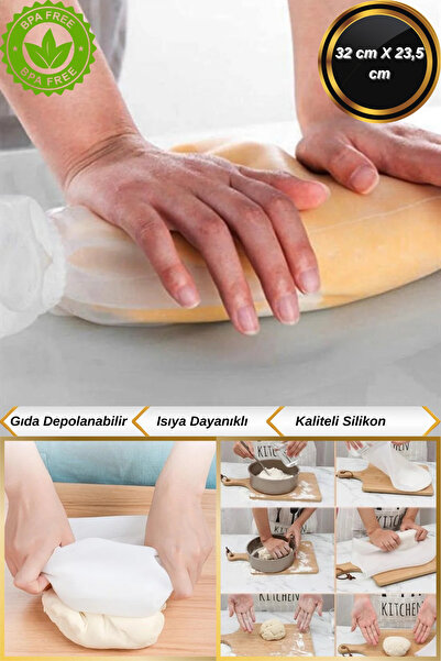 Hane Dostu Şeffaf Silikon Isıya Dayanıklı Orta Boy Pratik Hamur Yoğurma Torbası