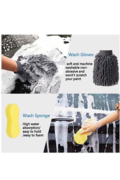 fulina Car Care Cleaning Set, 12 Pieces Automotive Care Kit, Car Wash Set for Car, Motorcycle, Indoor and O