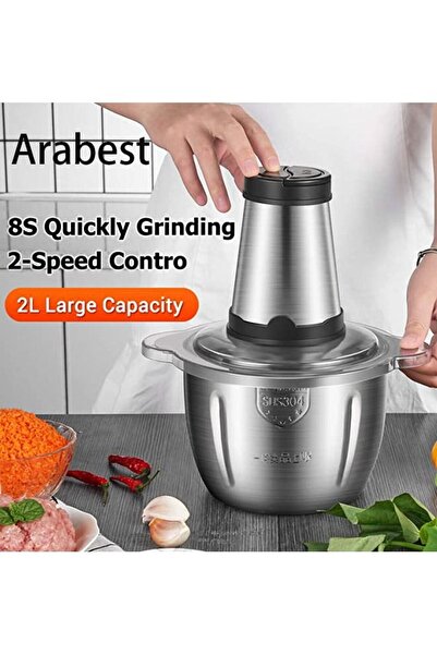 fulina 250W Electric Meat Grinder 2L,Multi Function 304 Stainless Steel Kitchen Food Processor for Meat Veg