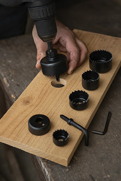 TOYFEST 6 Parça Buat Açma Seti 38-54 mm Profesyonel Delik Panç Testere Matkap...