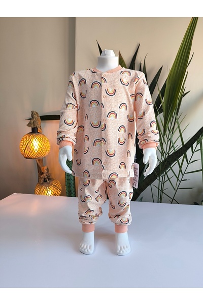 Miniworld Kız-Erkek Bebek- Çocuk Pijama Takımı %100 Pamuk Uzun Kollu Önü Çıtçıtlı Mevsimlik