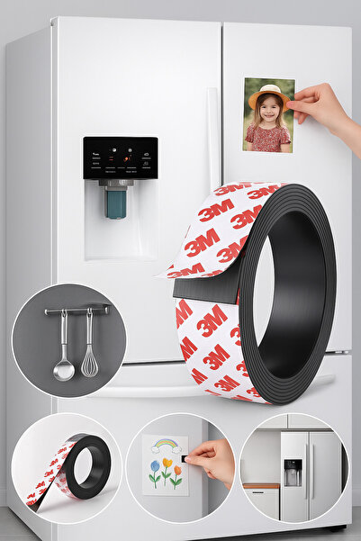 TOYFEST Self Adhesive Magnetic Strip Tape Flexible Easy Cut Magnet Strong Holding Tape 1m X 2 cm