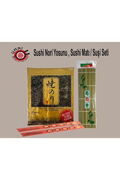 Genel Markalar Seafood Sushi Yosunu Yaki Sushi Nori Gold Premium 10 Yaprak + Sarma Hasırı 24 Cm