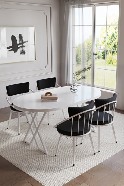 BY ORHAN GÜZEL Selenit Mutfak Yemek Masası Takımı- 4 Kişilik Mutfak Masa Sandalye Takımı- Mutfak Masası Takımı