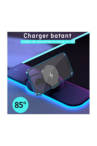 LEBLOU Gaming mousepad with 15w wireless charging, swing, RGB touch change, USB 3.0, 4mm thickness, 80x30