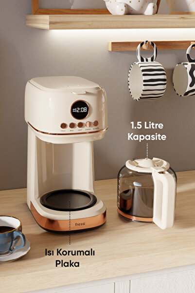 Fressi Dijital Göstergeli Krem Filtre Kahve Makinesi FR-FC09 Velluto
