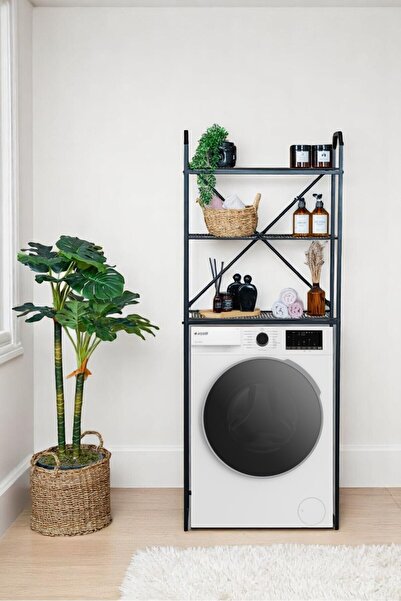 Bye Concept More Metal Ayaklı 3 Raflı Banyo Rafı Çamaşır Makinesi Üstü Dekoratif Raf Askılık Organizer