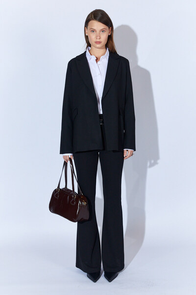 Manche Kol Katlamalı Blazer Ceket - Siyah | MKS351586-01