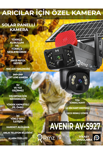 AVENİR AV-S927H 6MP 2 KAMERALI GÜNEŞ ENERJİLİ PTZ 4G SİM KARTLI YÜKSEK ÇÖZÜNÜ...