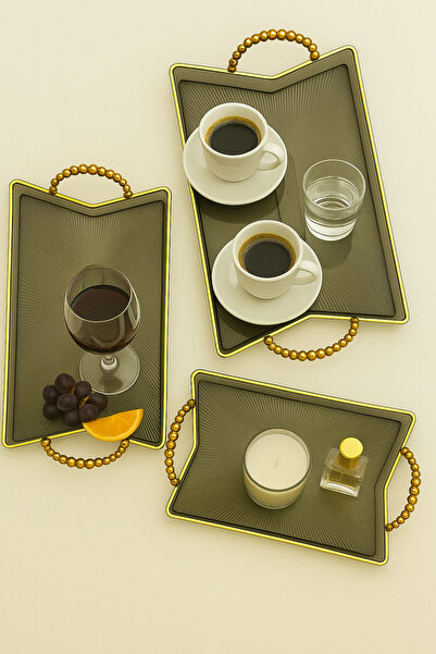 OEM Set of 3 Decorative Trays with Handles – Transparent, Elegant and Versatile Design