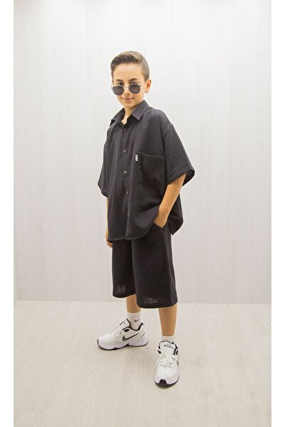 BOYS SHIRT-SHORTS DUO MUSLIN SUMMER SUIT 100% COTTON.