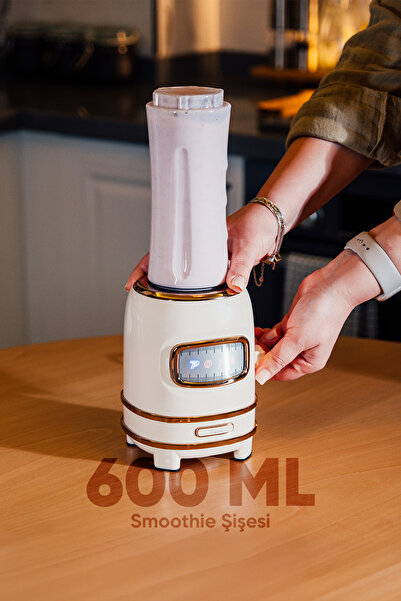 Fressi Kişisel Blender Seti Öğütücülü Smoothie Şişeli Blender 1,0 Litre Blendir Seti Fr-bl01 Retroblend