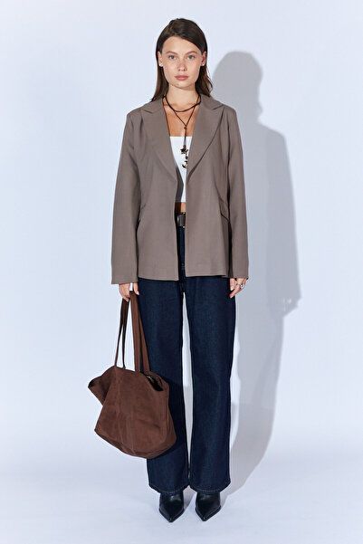 Manche Kol Katlamalı Blazer Ceket - Vizon | MKS351586-01