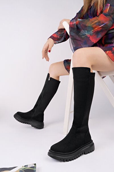 MUGGO DİASA Сует Товста підошва Стрейч Деталізована на блискавці Жіночі чоботи