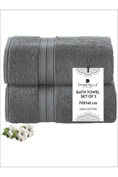 Donetella 2 - Pcs Premium Bath Towels (70x140cm) 600 GSM 100% Combed Cotton