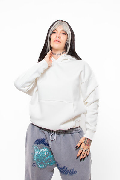 Bak Moda Базова унісекс-худі з капюшоном Beyaz Oversize