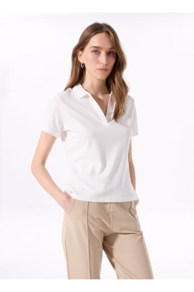 Jeep Beyaz Kadın Relaxed Düz Polo T-Shirt J5SL-TST7070
