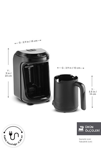 Karaca Hatır Hüps Aroma Türk Kahve Makinesi 5 Fincan Kapasiteli Shiny Black