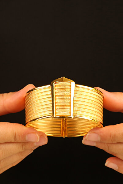 Çgk Çiğdem Gürel Kuyumculuk 8K Altın Rize Model Kelepçe Bilezik – – Gösterişl...