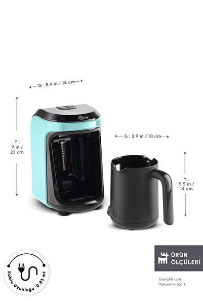 Karaca Hatır Hüps Aroma Turkish Coffee Machine 5 Cup Capacity Aqua Green
