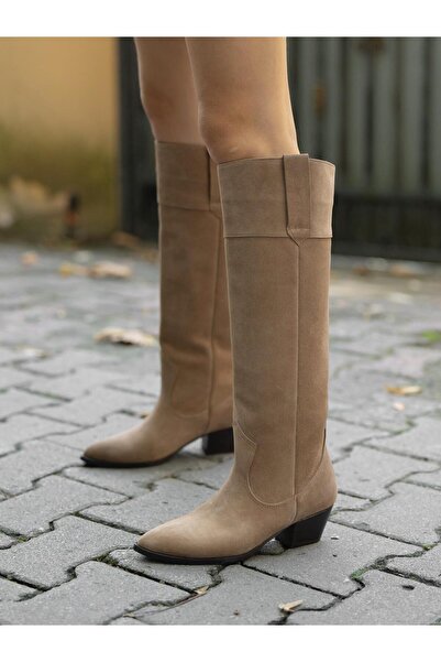 ECENİN BUTİĞİ Lopez Camel Süet   Hakiki Deri   Çizme
