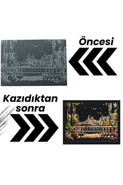 minyaturia Scratching Drawing Set |   Venice Rainbow Scratch Paper |   Hobby Set, Includes Painting and Pen