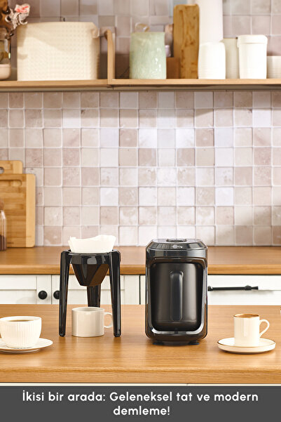 Karaca Hatır Hüp 2 in 1 Turkish Coffee Machine / Filter Coffee Machine 5 Cup Capacity Black