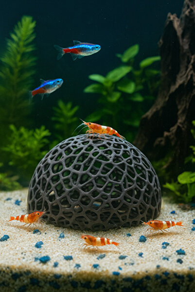 PUREYSMA Karides Akvaryumu Için Gözenekli Gri Saklanma Mağarası – Cave Dome