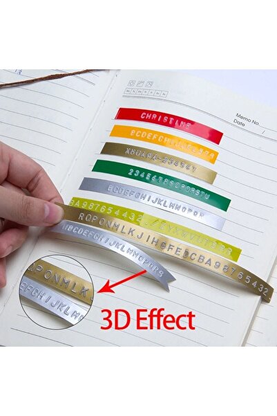 Motex 3d Kabartma Yapışkanlı Şerit Etiket MoTEX_e-101 - Dymo_junior Omega ( 9mm X 3metre Olive GREEN )