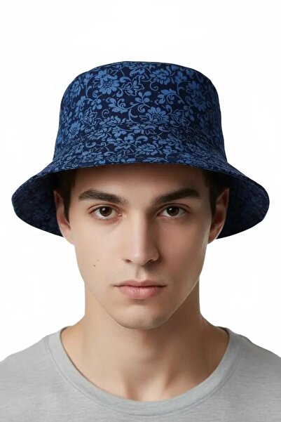 Miniso Desenli Lacivert Bucket Şapka