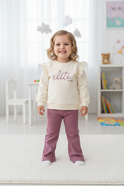 Miniwill Set hanorac oversize și colanți cu nervuri pentru fetiță