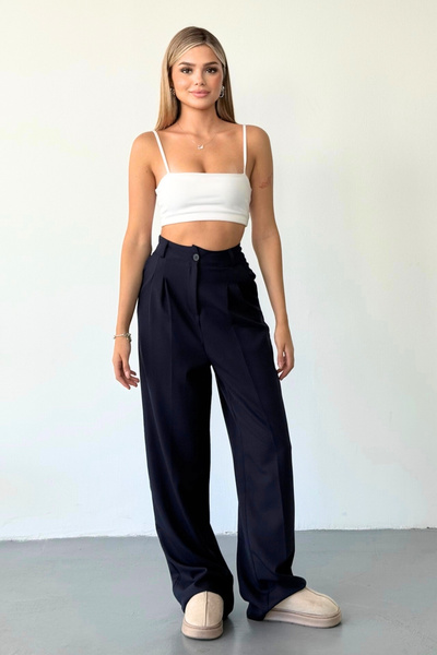 BEJNA Жіночі сині брюки з плісированими деталями